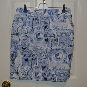 Etcetera Blue and White Patterned Skirt